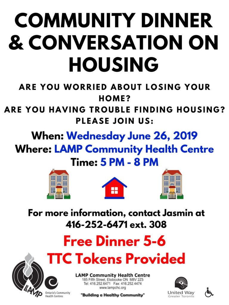 Community Dinner and conversation on housing. Are you worried about losing your home? are you having trouble finding housing? Please joimn us wednesday June 26 dinner from 5 to 6 pm meeting 6 to 8 pm